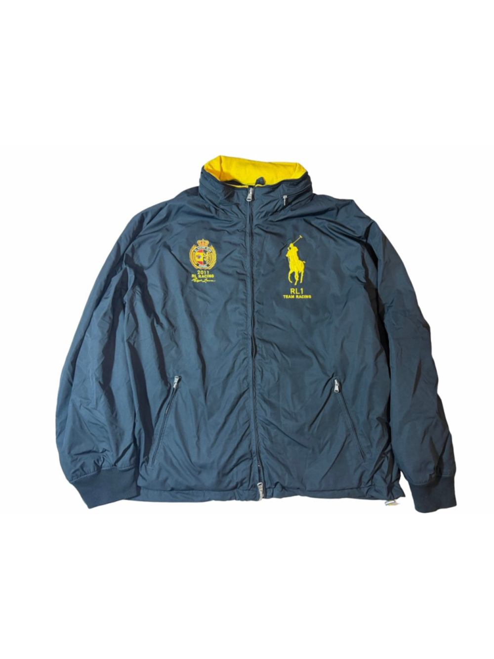 Polo Ralph Lauren RL1 Team Racing 2011 Jacket 4XB Black Yellow Hideaway Hood